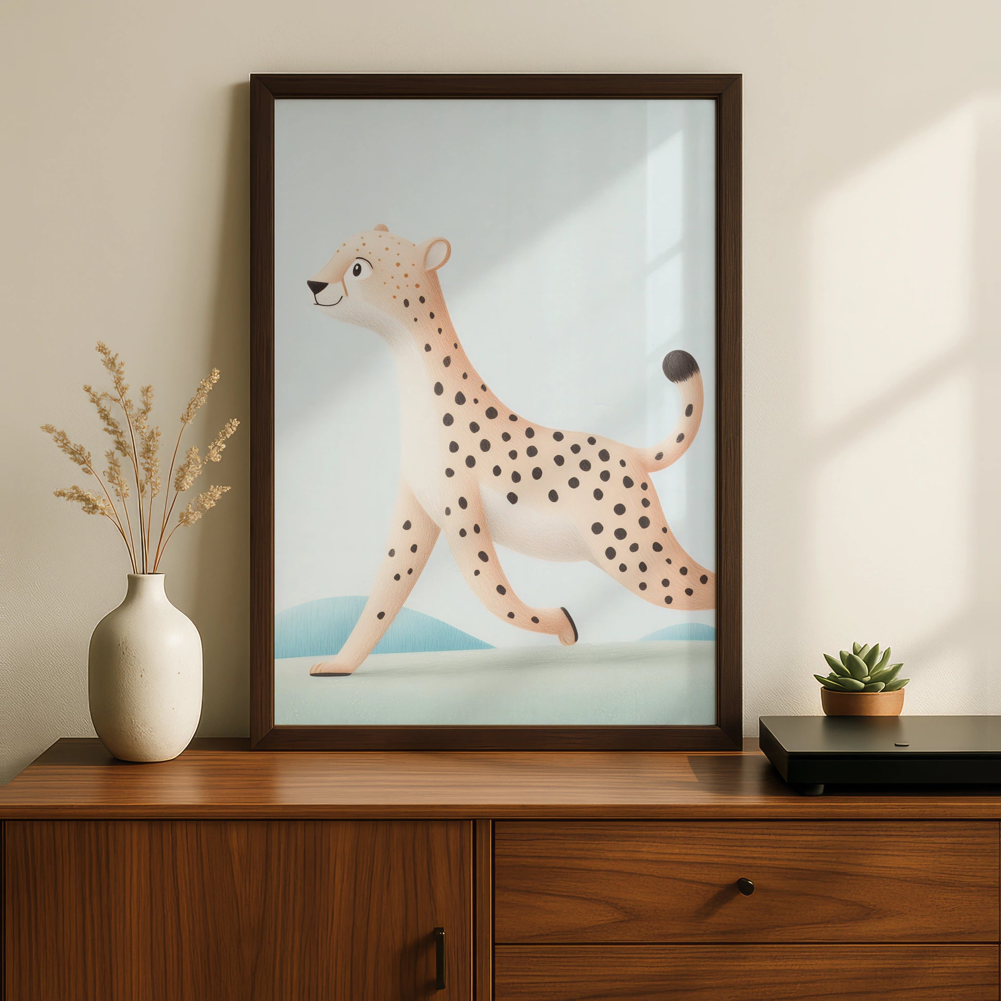 Cheetah Nursery Wall Art, Safari Animal Print, Kids Room Poster, Cute Baby Decor