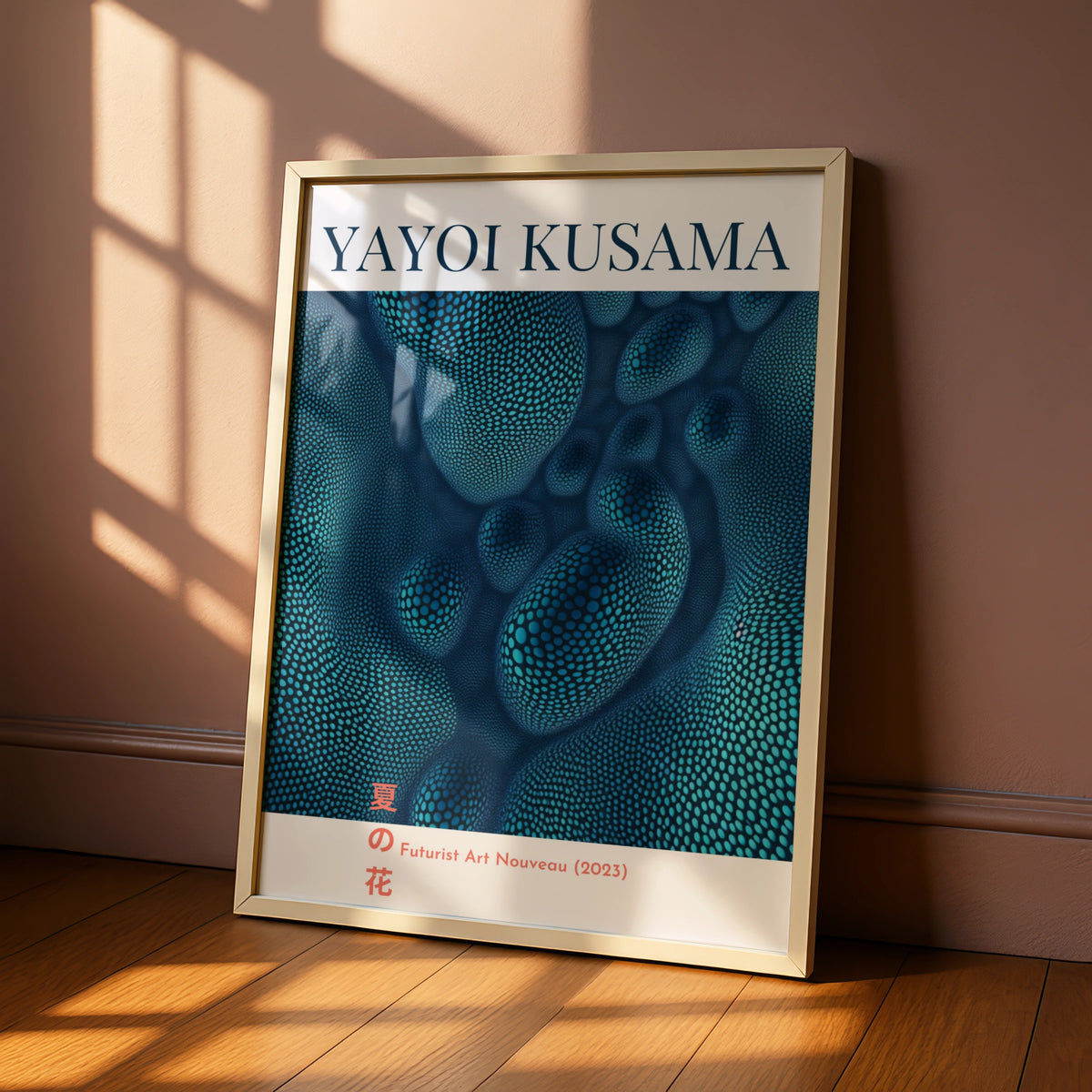 Yayoi Kusama Maximalist Poster, Blue Dot Wall Art, Japanese Futurist Art Nouveau Print