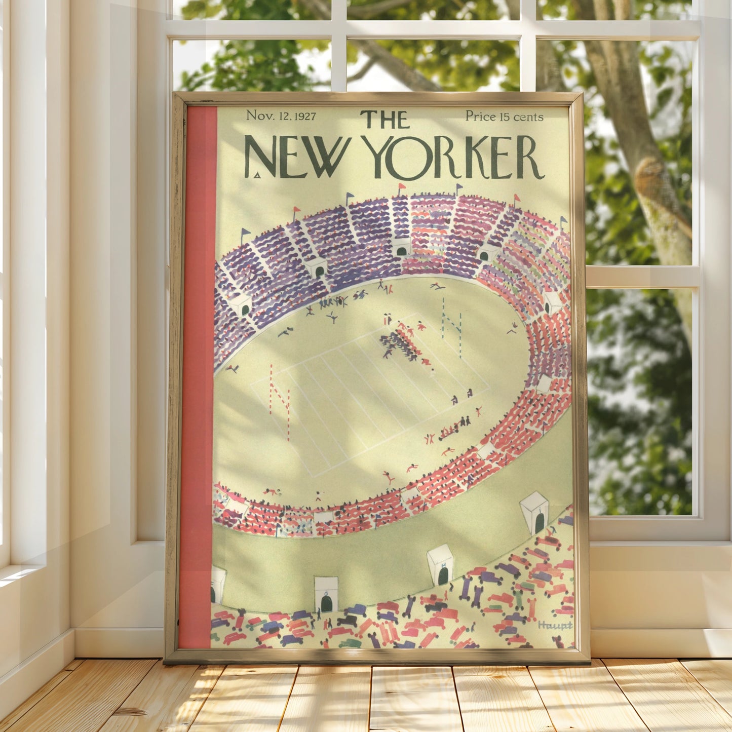 The New Yorker 1927 Football Stadium Poster, Vintage Sports Wall Art Print