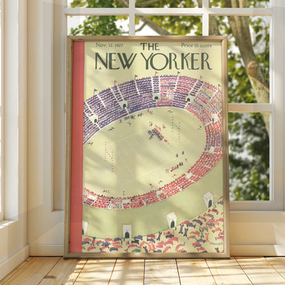 The New Yorker 1927 Football Stadium Poster, Vintage Sports Wall Art Print