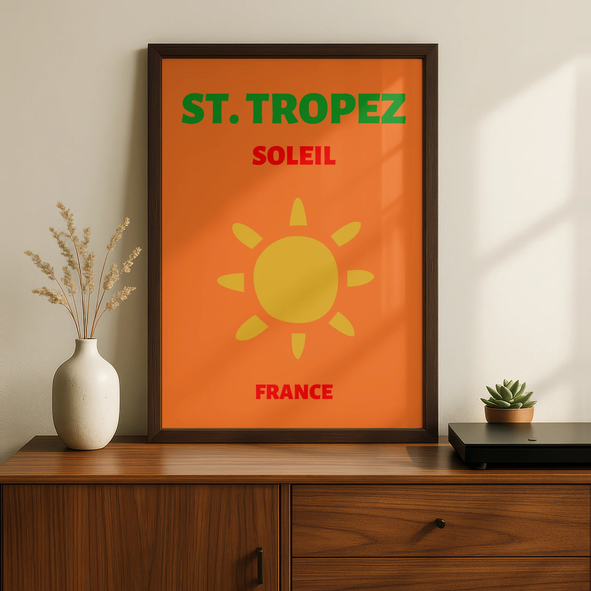 St Tropez Travel Poster, France Retro Wall Art, Cote d'Azur Sun Print, Bold Vintage