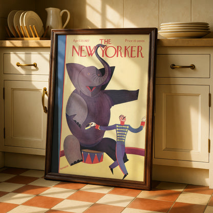 The New Yorker April 1927 Circus Elephant Poster, Vintage Art Deco Cover Wall Art Print