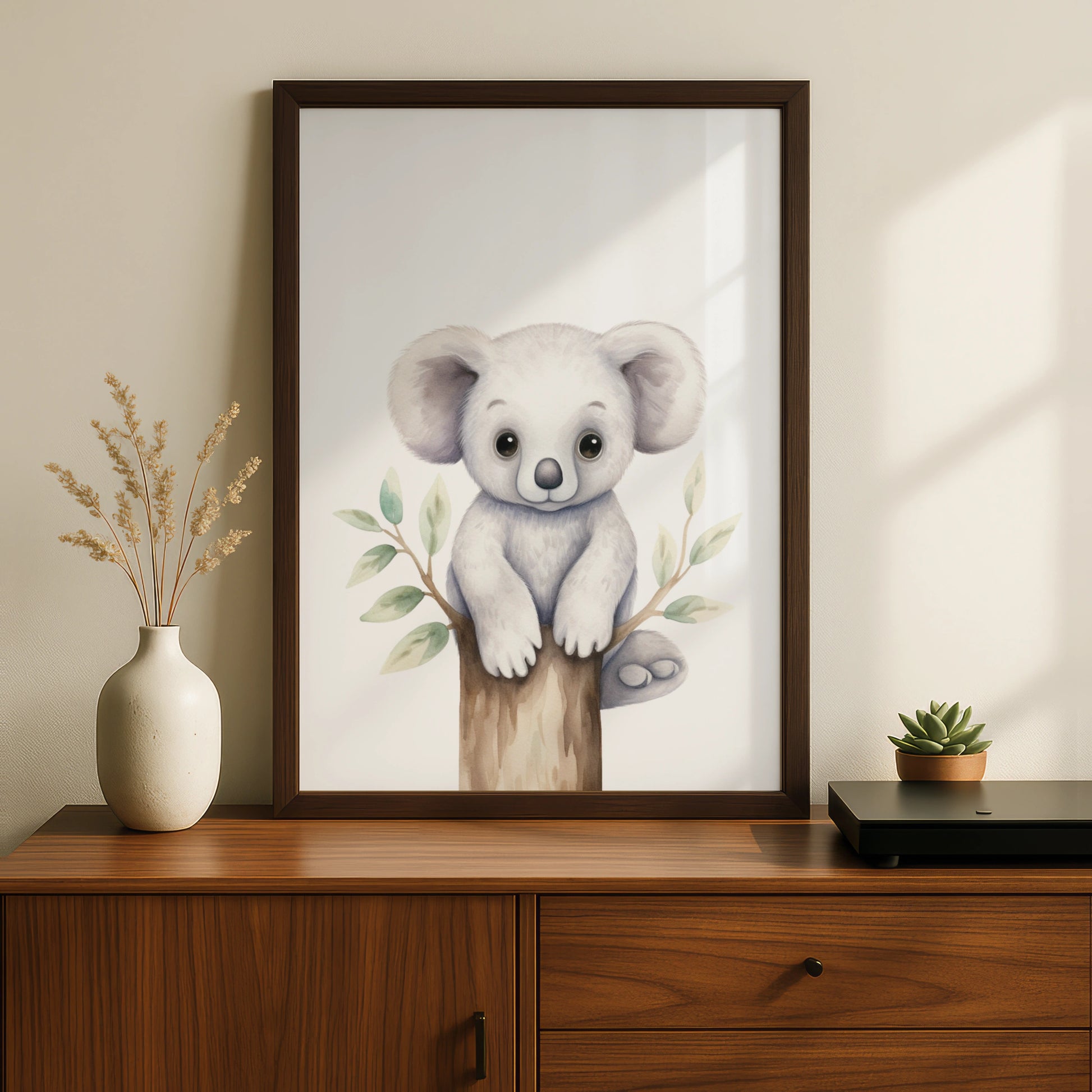 Koala Nursery Wall Art, Cute Baby Koala Poster, Watercolour Animal Print for Kids Room