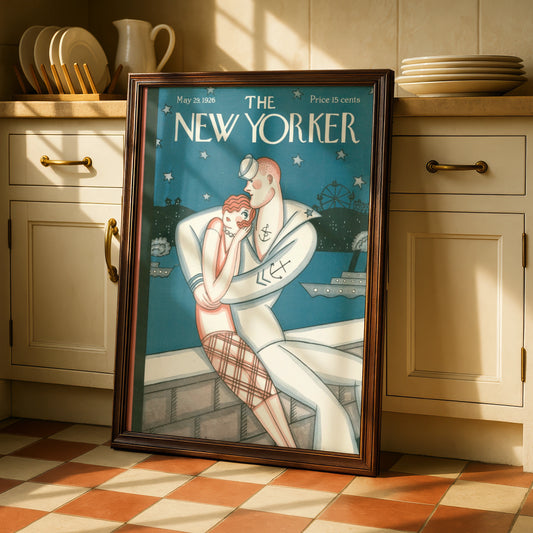 The New Yorker May 1926 Sailor Romance Cover Poster, Vintage Art Deco Wall Art