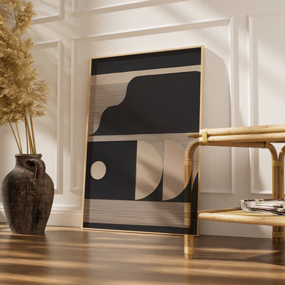Geometric Abstract Print, Monochrome Wall Art, Dark Neutral Minimalist Poster, Modern Decor