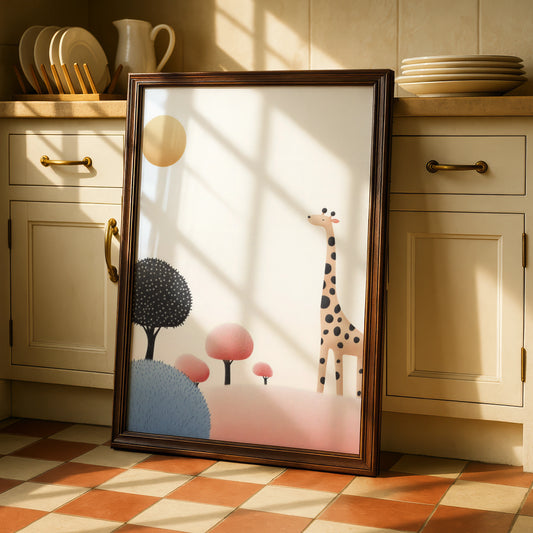 Giraffe Nursery Wall Art, Safari Animal Print, Baby Room Poster, Kids Boho Decor