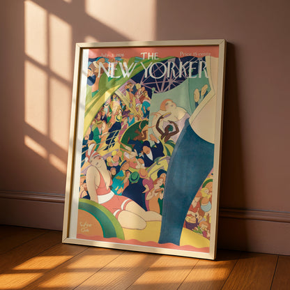New Yorker July 1926 Cover Poster, Eugene Give Beach Crowd Art Deco Wall Art Print