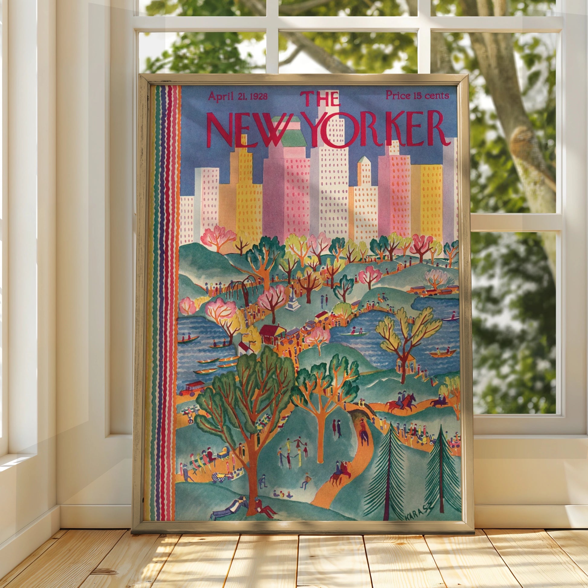 The New Yorker April 1928 Cover Poster, Central Park Spring Art Print, NYC Wall Art