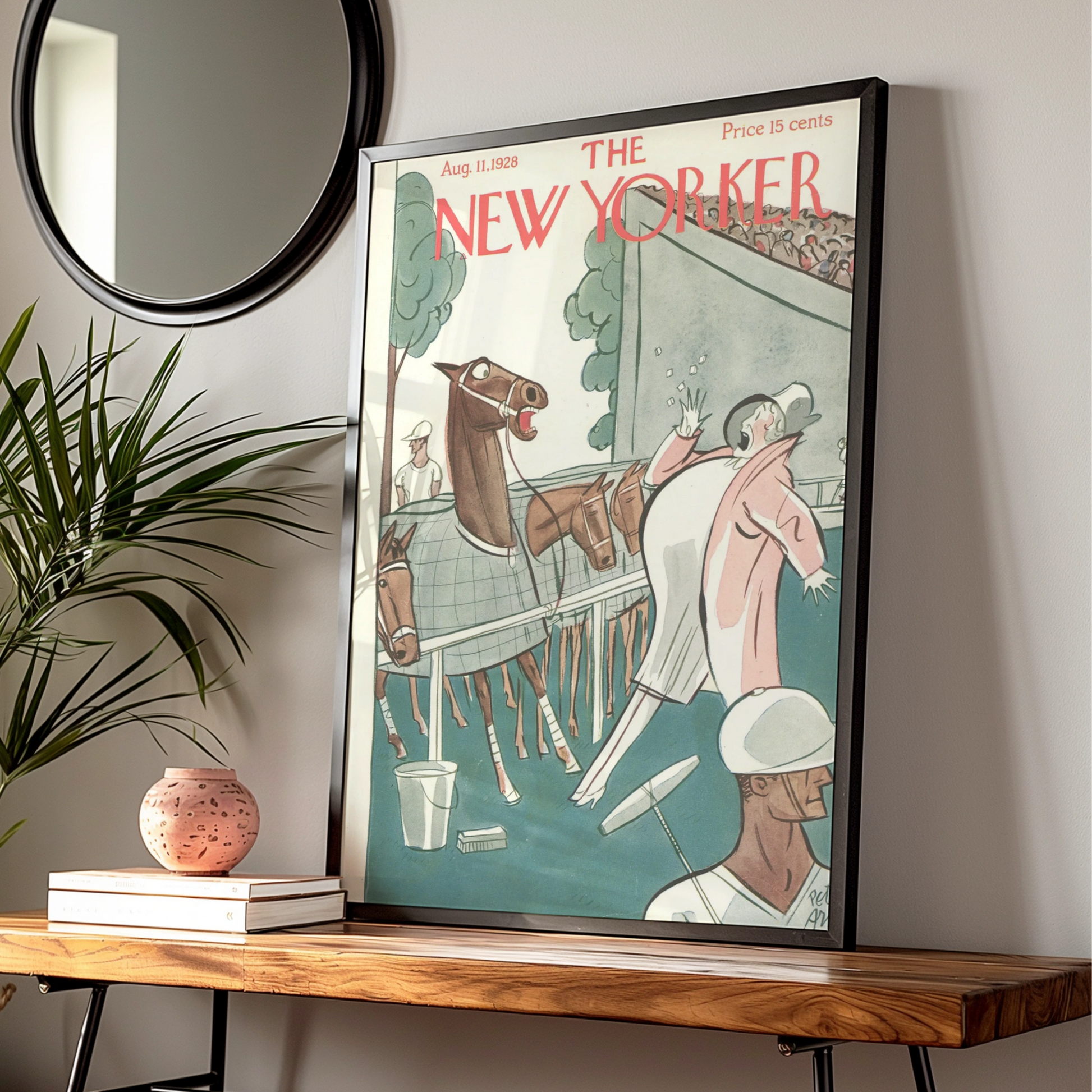 The New Yorker August 1928 Horse Racing Cover Poster, Vintage Art Deco Wall Art Print