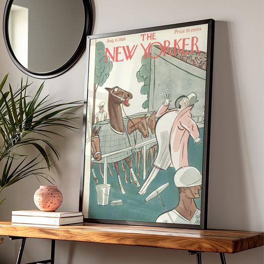 The New Yorker August 1928 Horse Racing Cover Poster, Vintage Art Deco Wall Art Print