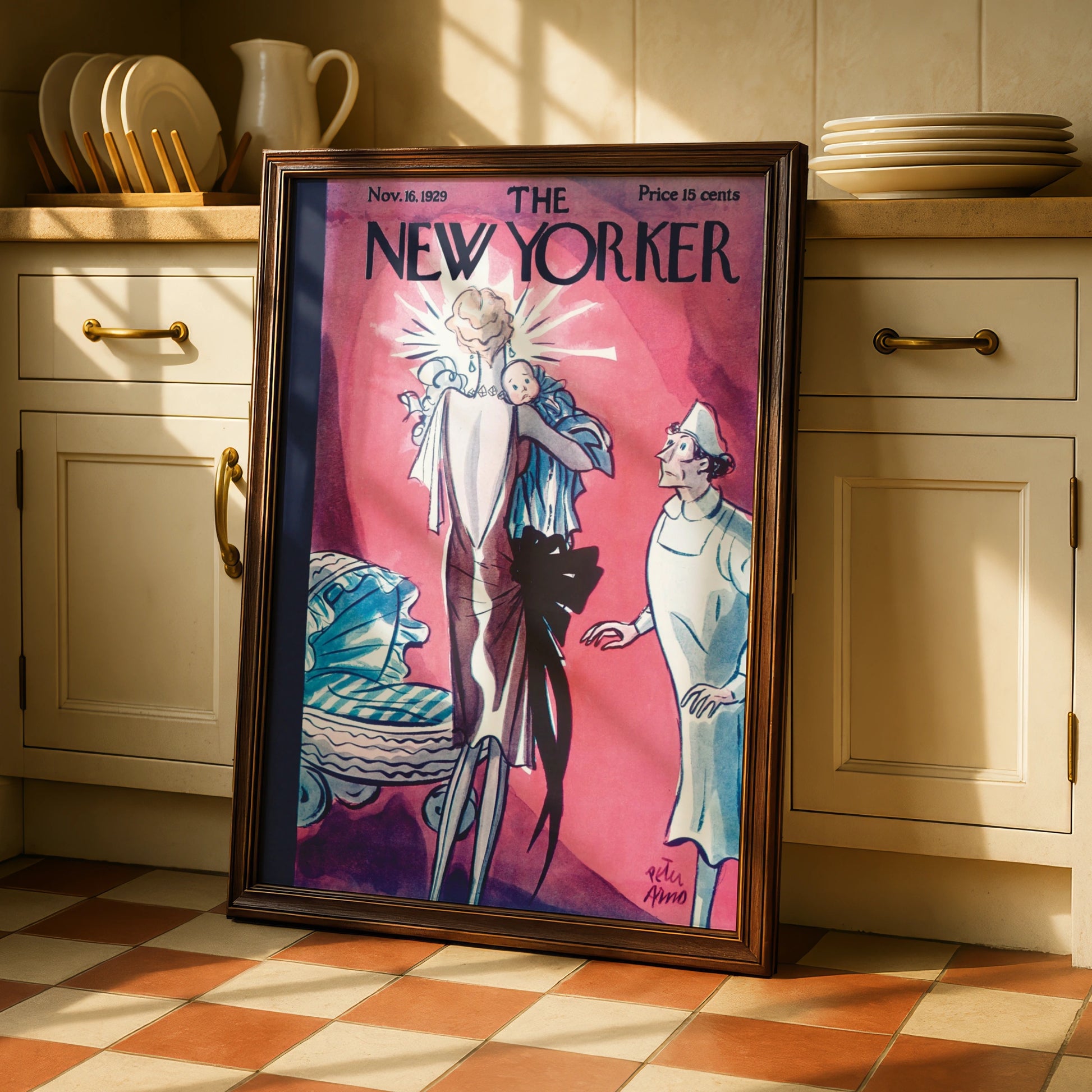 The New Yorker 1929 Cover Poster, Peter Arno Vintage Art, Pink Art Deco Wall Print