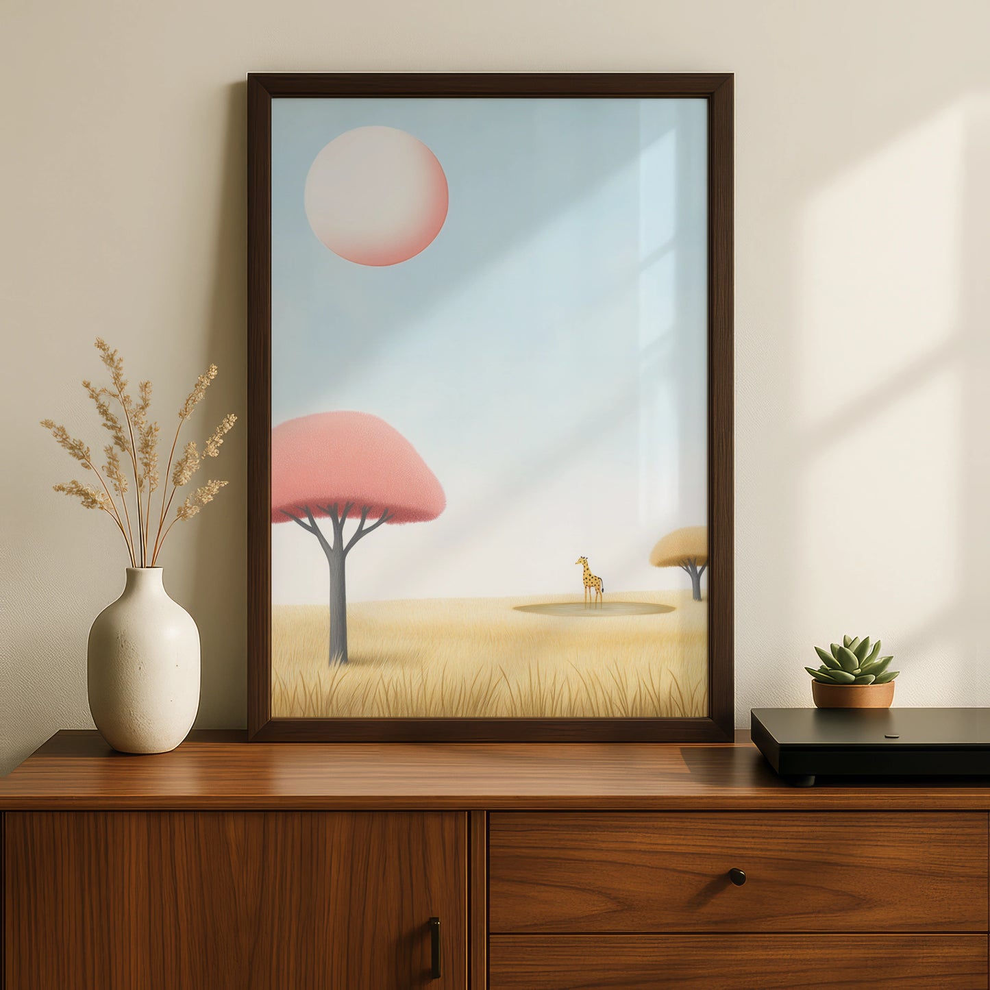 Giraffe Nursery Wall Art, Safari Animal Print, Pastel Kids Room Poster, Baby Girl Decor