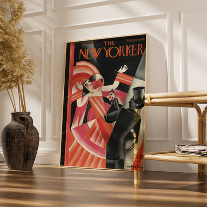 The New Yorker 1926 Art Deco Cover Poster, Vintage Flapper Dancing Print, Red