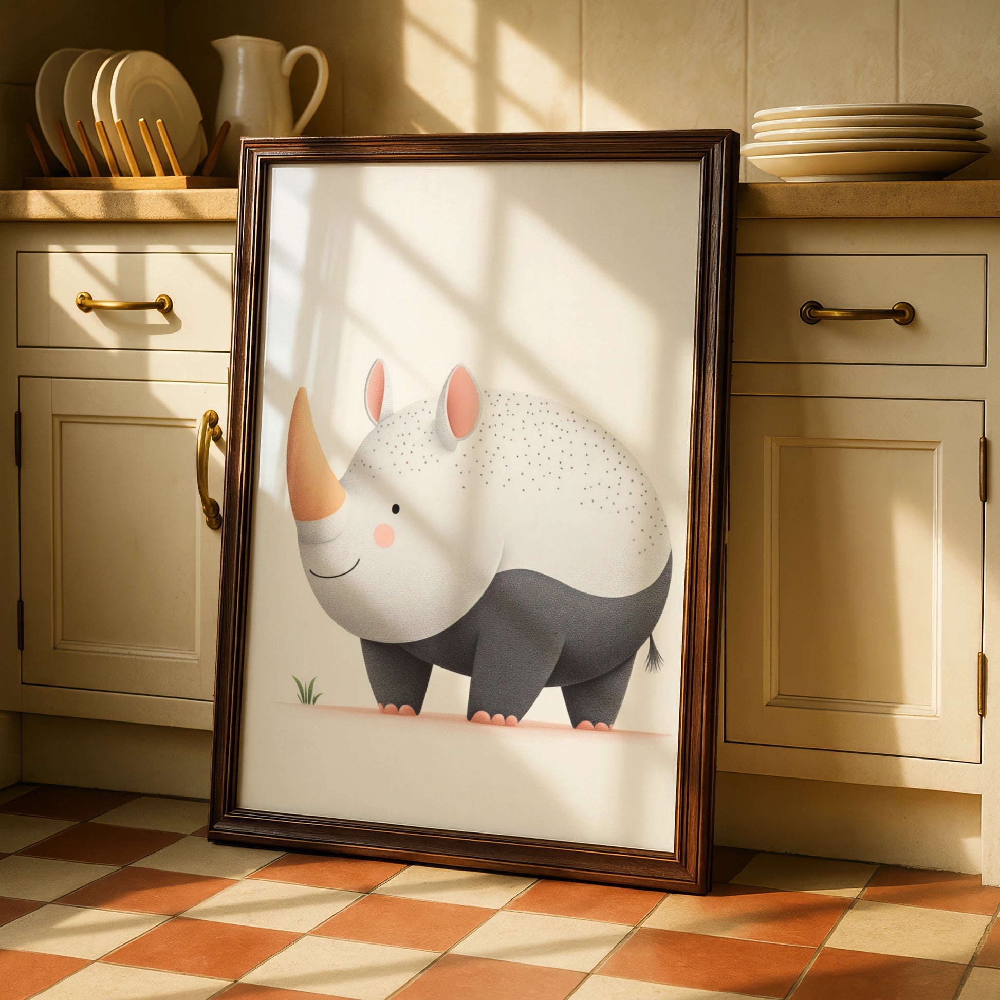 Cute Rhino Nursery Wall Art, Safari Animal Print, Kids Room Poster, Baby Shower Gift