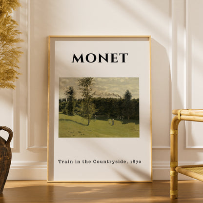 Monet Train in the Countryside 1870 Wall Art Print | Impressionist Vintage Poster – product image 1