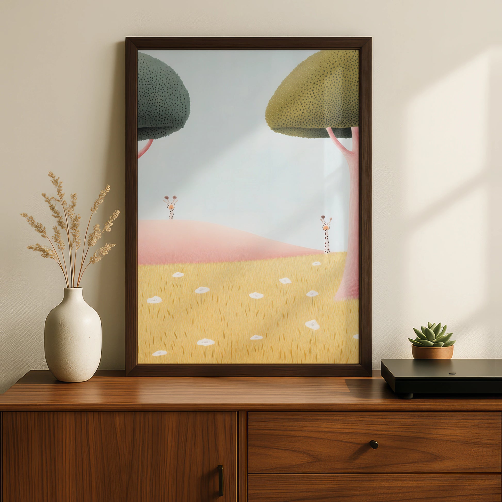 Giraffe Nursery Wall Art, Cute Safari Print, Baby Animal Poster, Kids Room Decor
