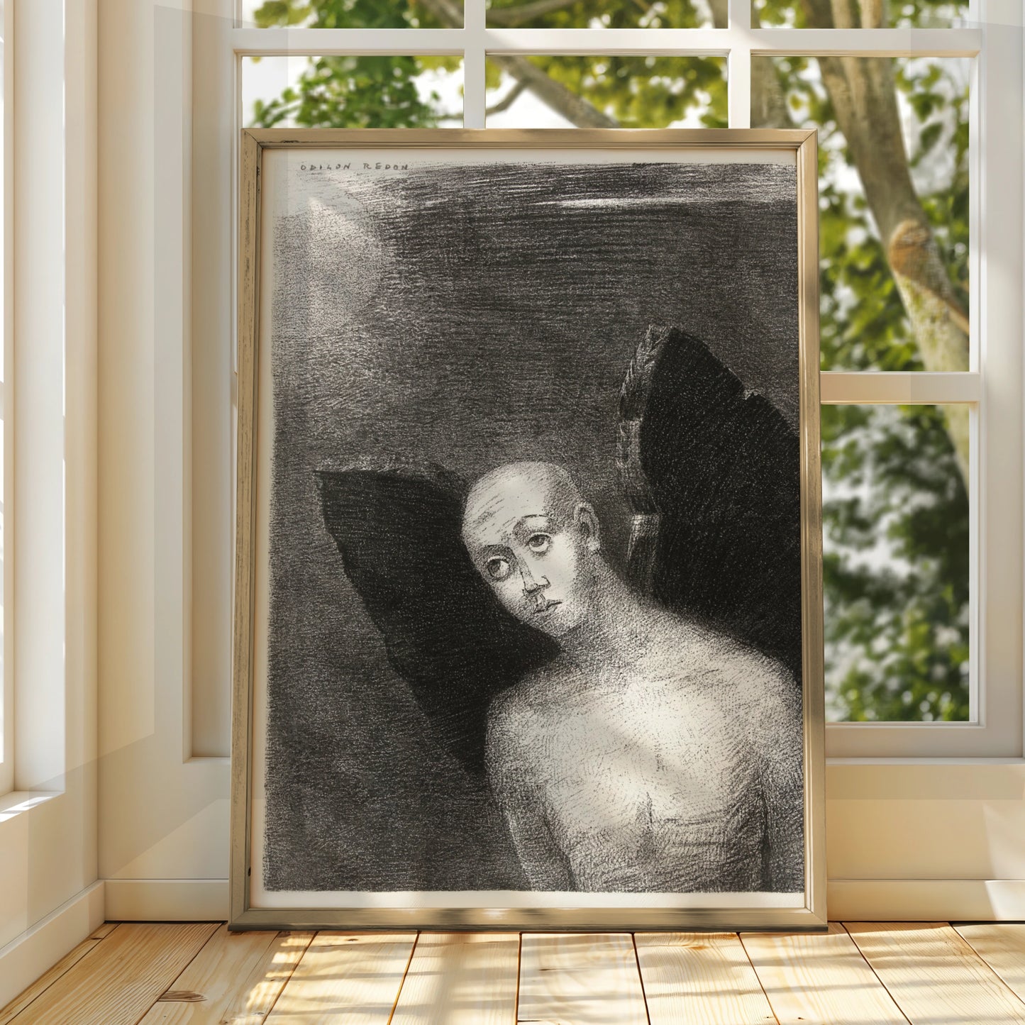 Odilon Redon Halloween Art Print, Dark Surreal Figure Poster, Gothic Wall Art Decor