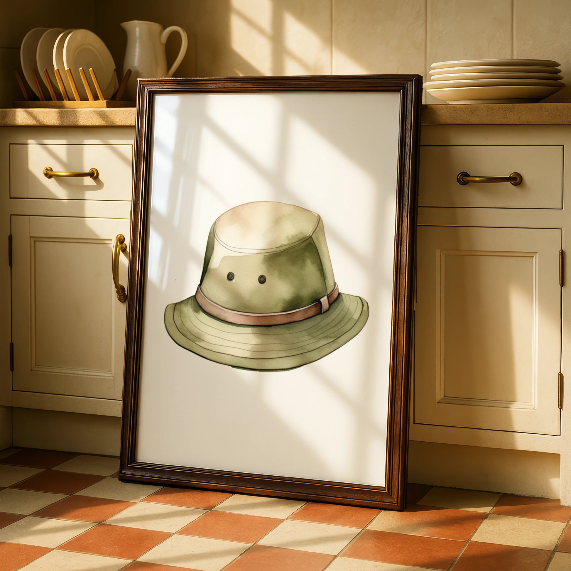 Safari Hat Nursery Wall Art, Adventure Explorer Print, Green Safari Poster for Kids Room
