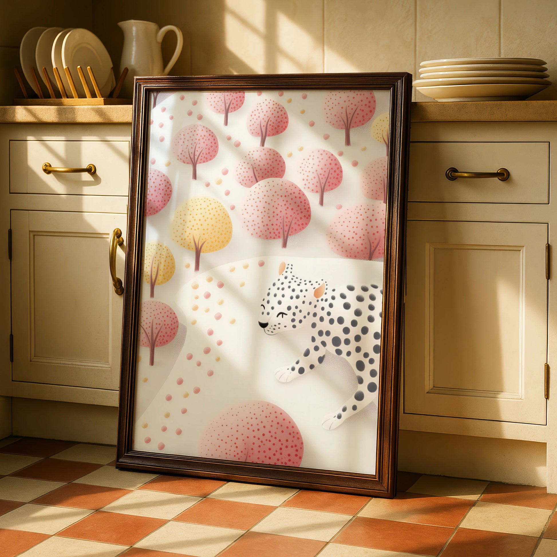 Leopard Nursery Wall Art, Pink Cheetah Print, Baby Girl Room Poster, Cute Animal Decor