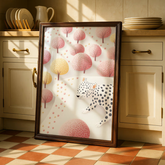 Leopard Nursery Wall Art, Pink Cheetah Print, Baby Girl Room Poster, Cute Animal Decor