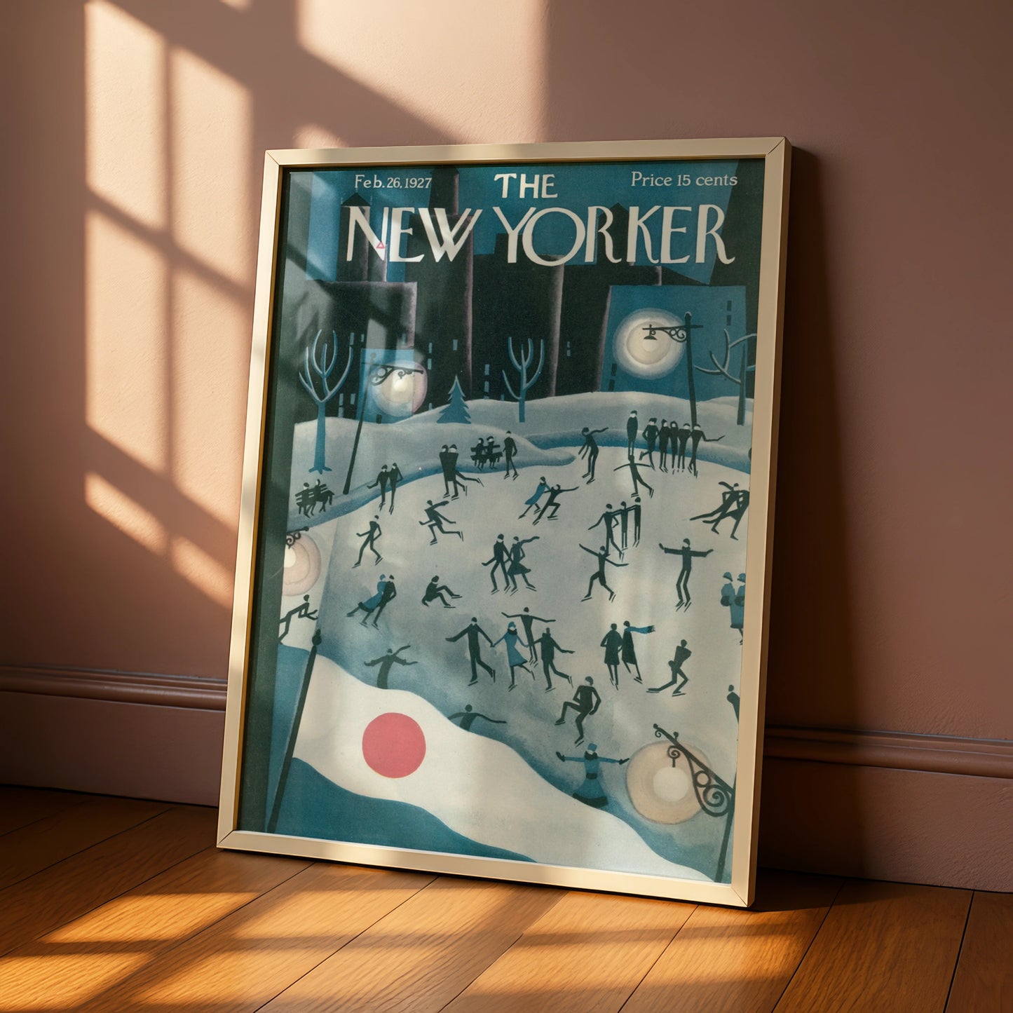 The New Yorker February 1927 Cover Poster, Vintage Ice Skating Winter Wall Art Print