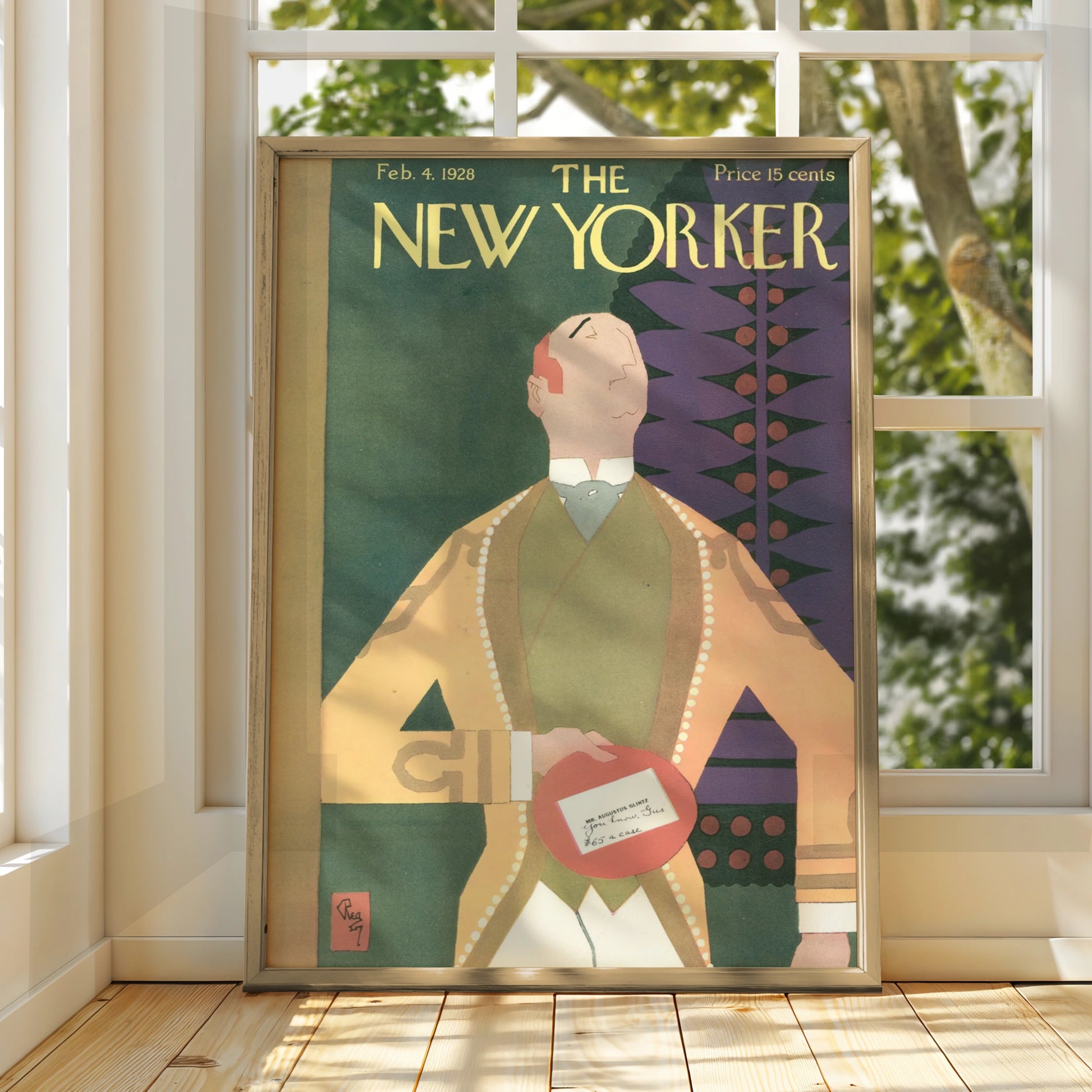 New Yorker Cover February 1928 Vintage Art Poster, Art Deco Wall Art Print