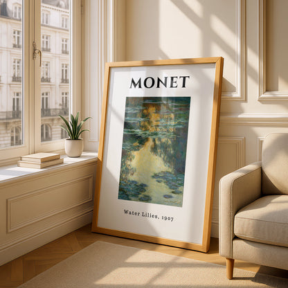 Monet Golden Teal Water Lilies 1907 Wall Art Print, Impressionist Botanical Poster – product image 4