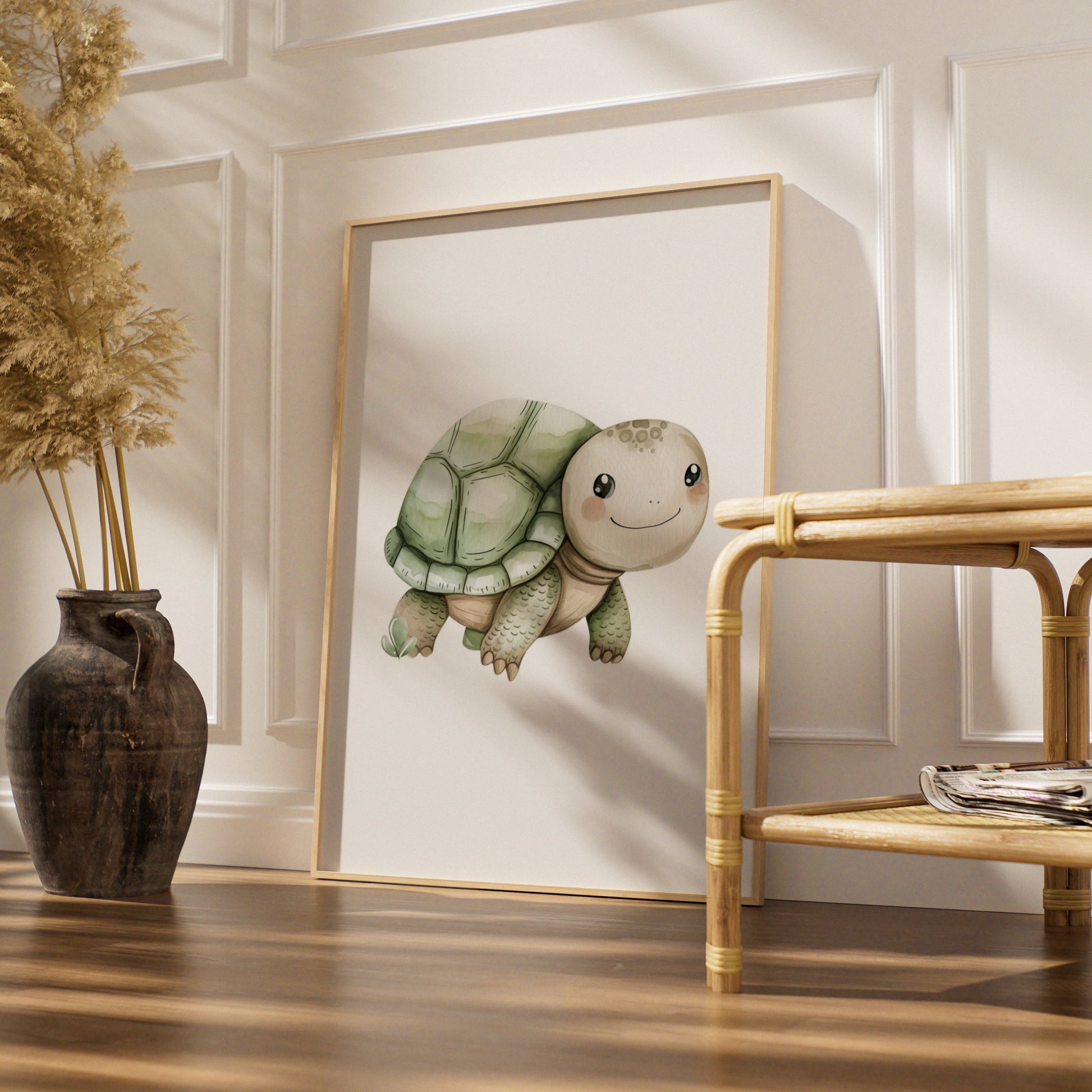 Cute Turtle Nursery Wall Art, Watercolour Animal Print, Baby Room Poster, Kids Decor