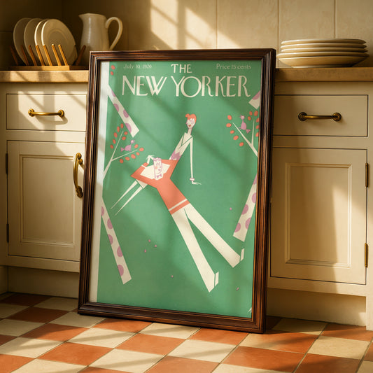 The New Yorker July 1926 Cover Poster, Vintage Art Deco Wall Art, Green Retro Print