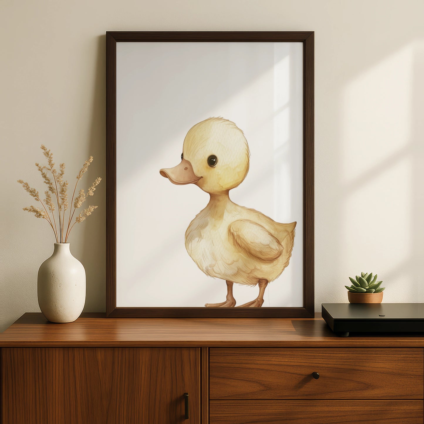 Duckling Nursery Wall Art, Baby Duck Poster, Watercolour Animal Print, Kids Room Decor
