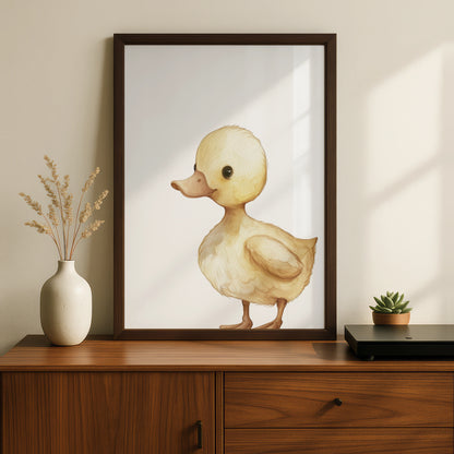 Duckling Nursery Wall Art, Baby Duck Poster, Watercolour Animal Print, Kids Room Decor