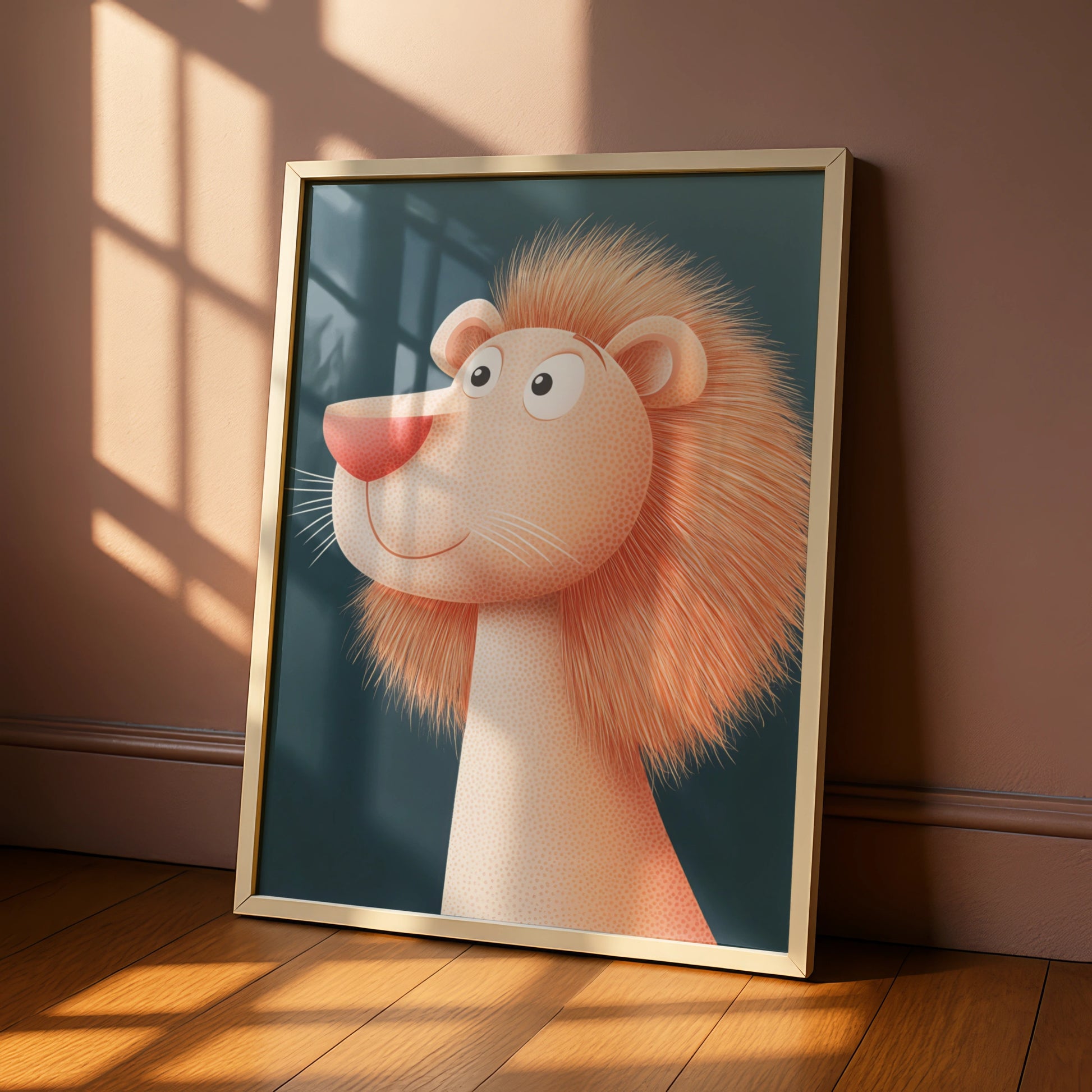 Lion Nursery Wall Art, Cute Lion Print, Baby Boy Room Poster, Kids Animal Decor
