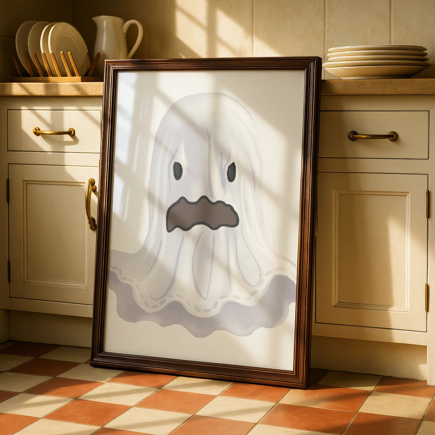Halloween Ghost Poster, Spooky Ghost Wall Art, Cute Ghost Print, Halloween Decor