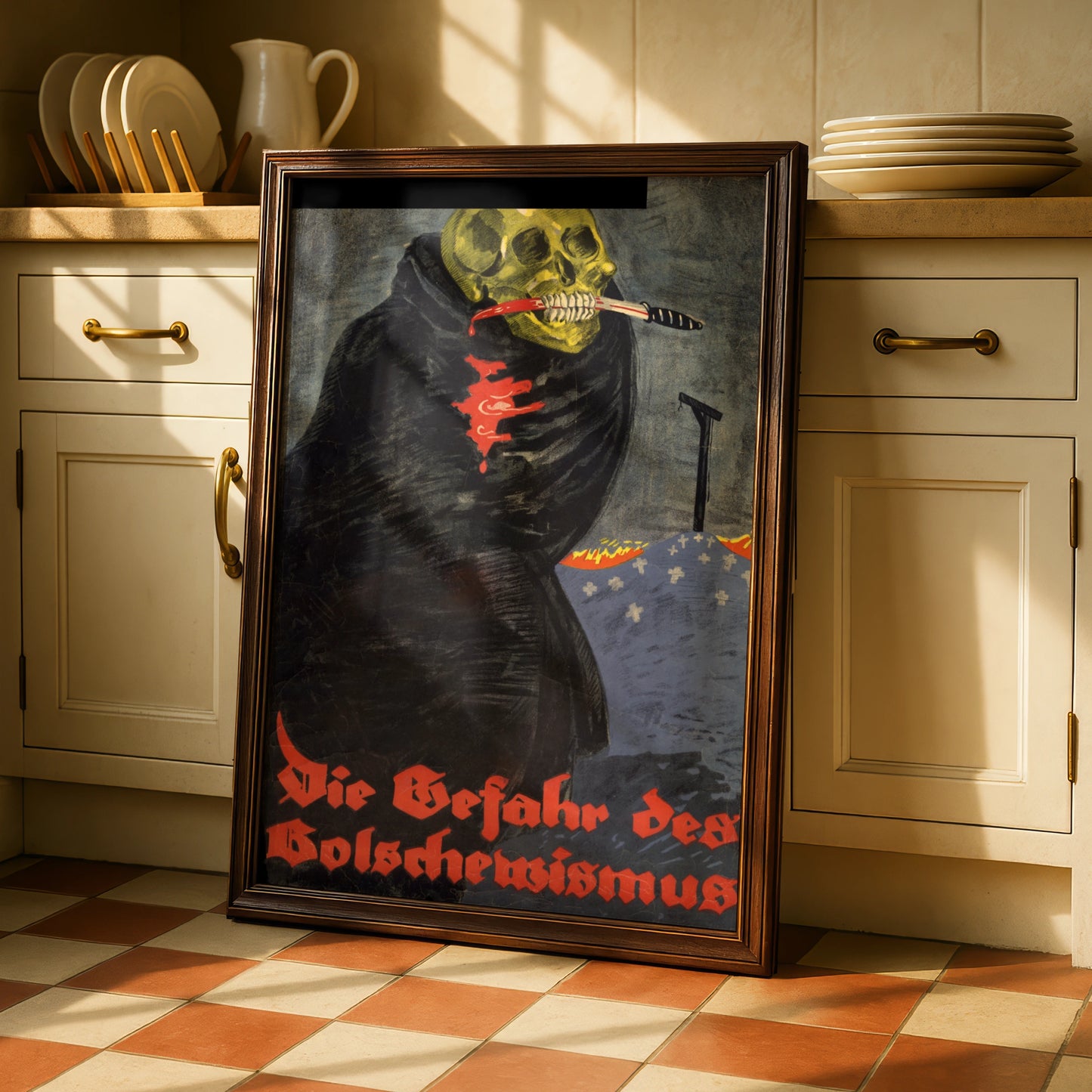 Vintage Skull Halloween Art Print, Dark Gothic Skeleton Poster, Spooky Wall Art