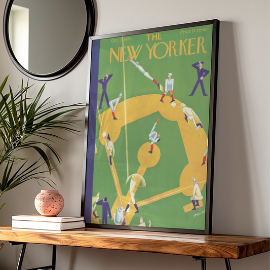 The New Yorker 1929 Baseball Cover Poster, Vintage Art Deco Sports Wall Art Print