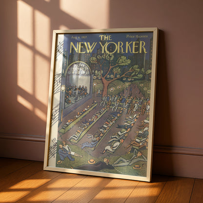 The New Yorker August 1927 Poster, Outdoor Concert Park Print, Vintage NYC Wall Art