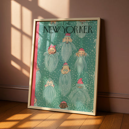 New Yorker Christmas Poster, Vintage 1926 Santa Gnome Cover Art, Holiday Wall Art Print