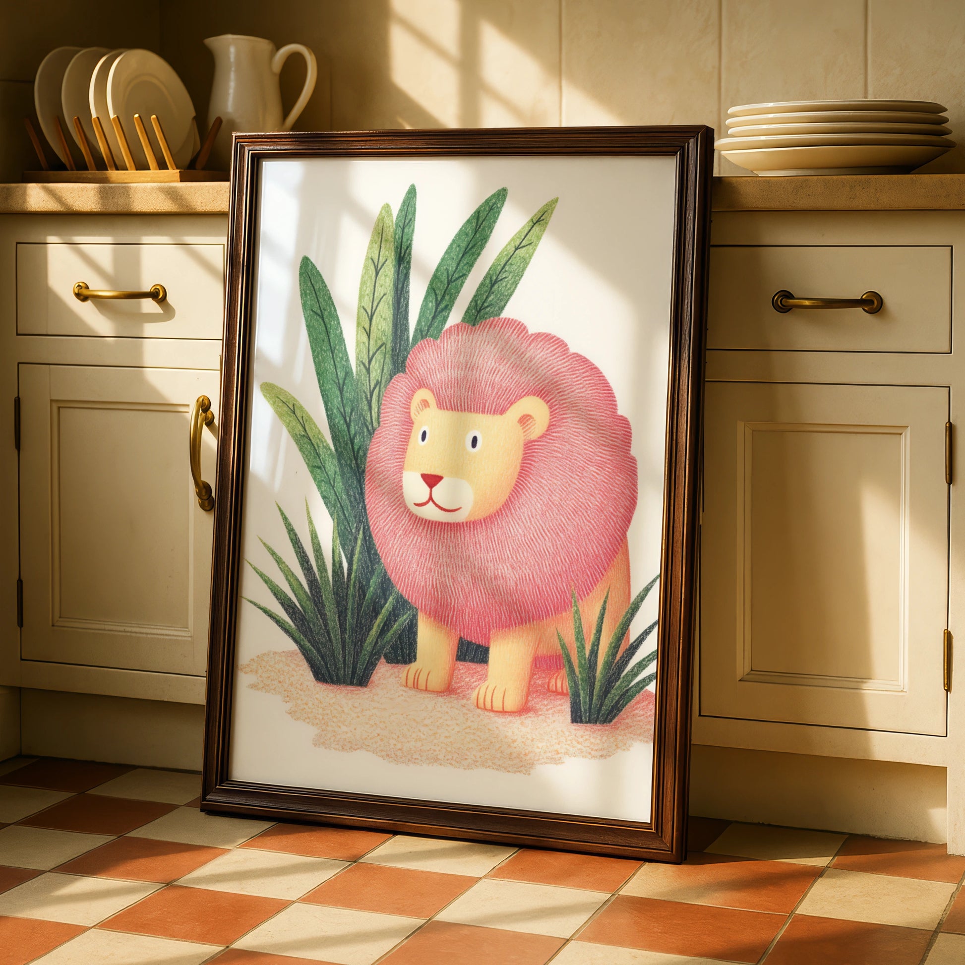 Lion Nursery Wall Art, Cute Safari Animal Print, Baby Room Poster, Kids Jungle Decor