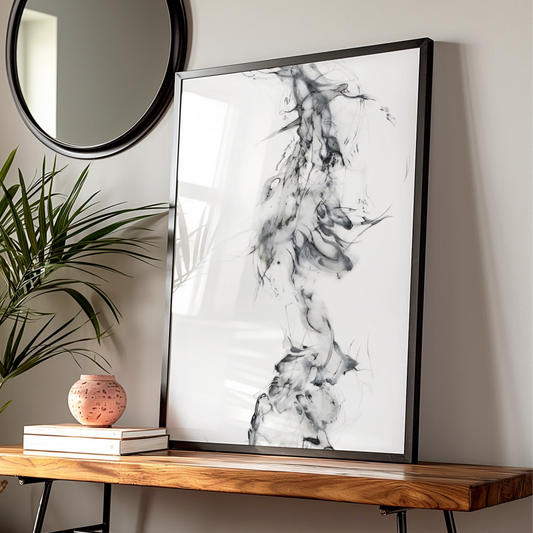 Abstract Ink Flow Monochrome Wall Art, Black and White Poster, Minimalist Print