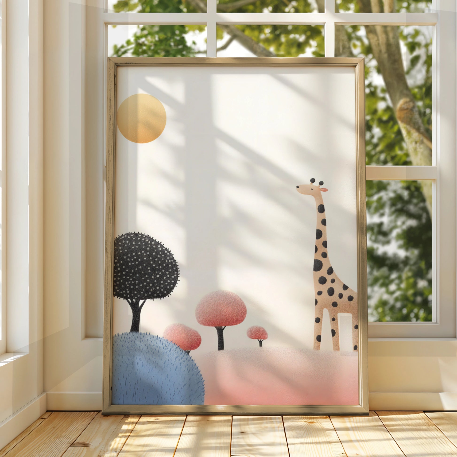 Giraffe Nursery Wall Art, Safari Animal Print, Baby Room Poster, Kids Boho Decor