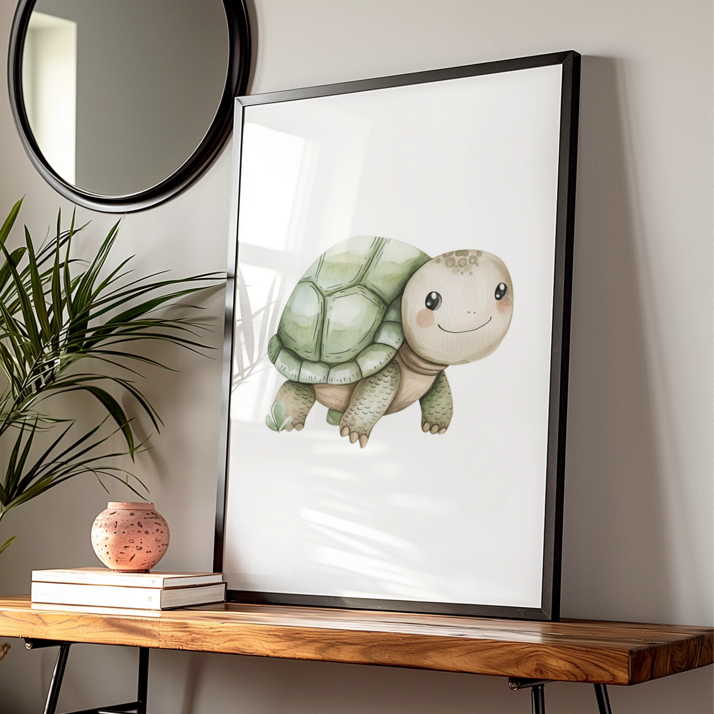Cute Turtle Nursery Wall Art, Watercolour Animal Print, Baby Room Poster, Kids Decor