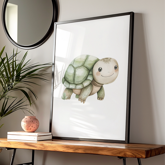 Cute Turtle Nursery Wall Art, Watercolour Animal Print, Baby Room Poster, Kids Decor