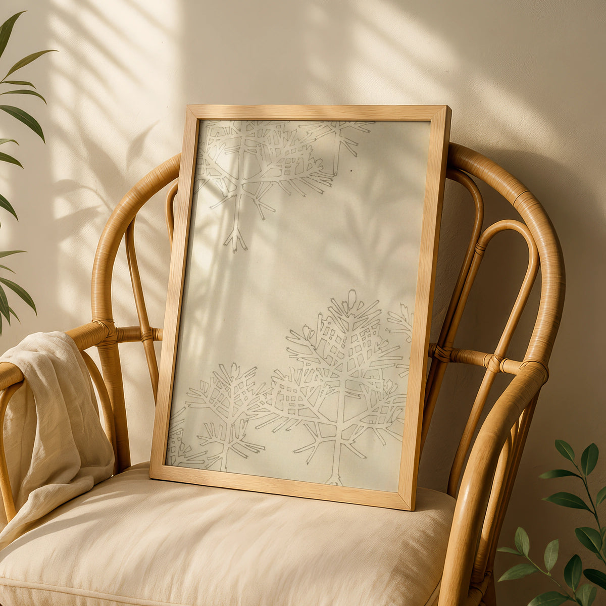 Vintage Japanese Botanical Print, Bijutsukai 1901, Minimalist Tree Wall Art, Japandi Poster – A5 White frame