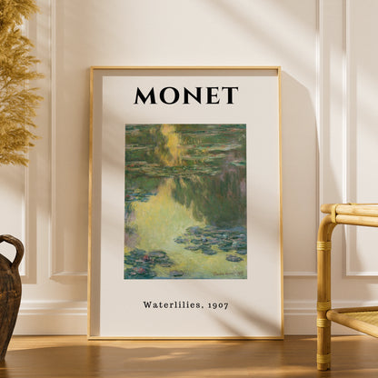 Monet Waterlilies 1907 Wall Art Print | Impressionist Botanical Poster, Green Living Room Decor – product image 1