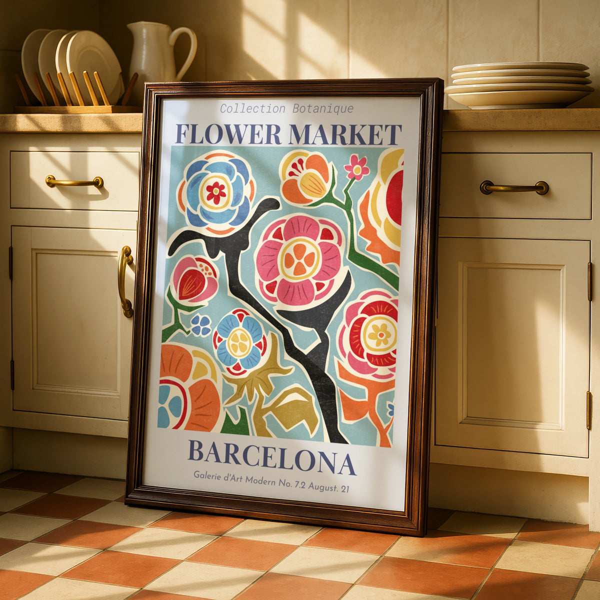 Flower Market Barcelona Maximalist Poster, Botanical Floral Wall Art, Colourful Bold Print