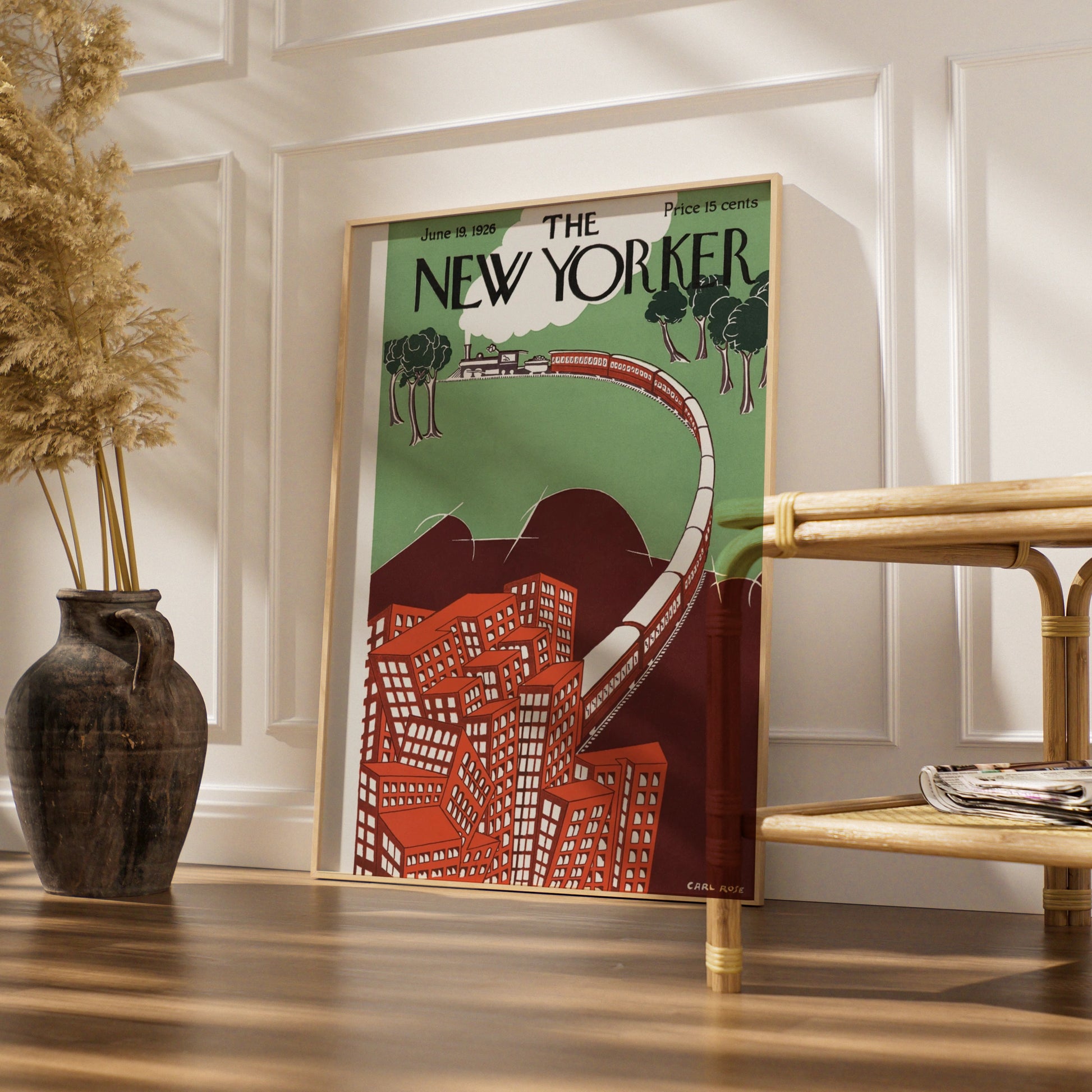 New Yorker Cover June 1926 Poster, Vintage Train City Art, Carl Rose Wall Print