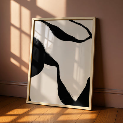 Abstract Brushstroke Monochrome Wall Art, Black and White Poster, Minimalist Print