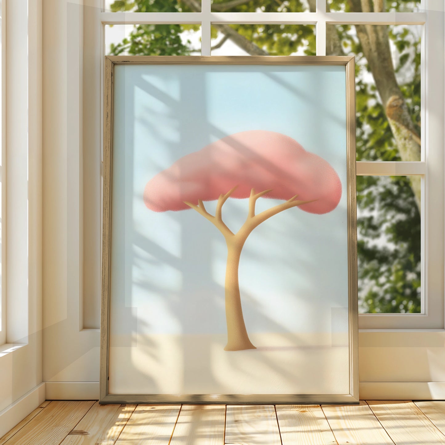 Pink Tree Nursery Wall Art, Pastel Baby Room Poster, Minimalist Kids Print, Cute Toddler Decor