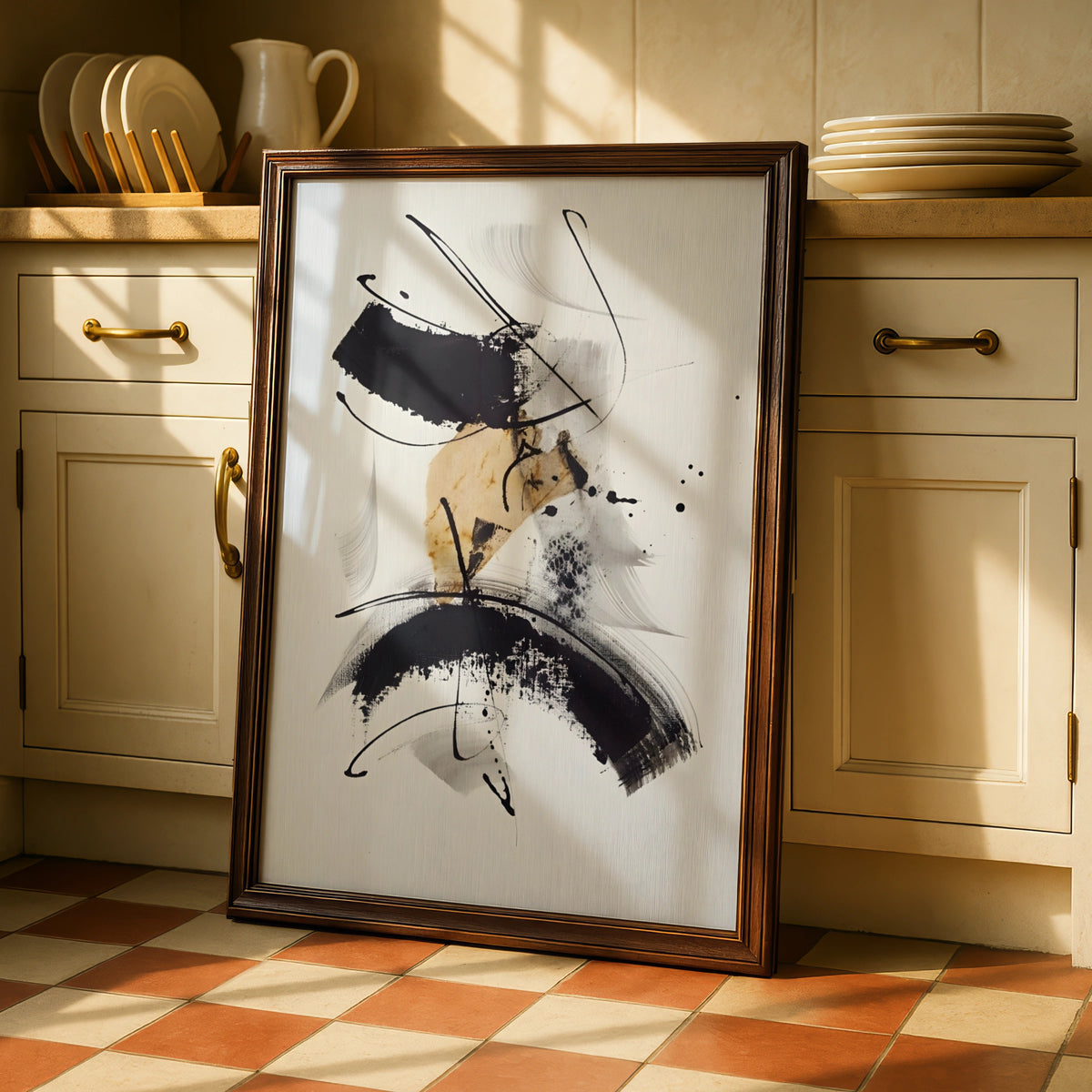 Abstract Brushstroke Wall Art, Monochrome Black White Poster, Modern Ink Print, Gallery Wall Decor