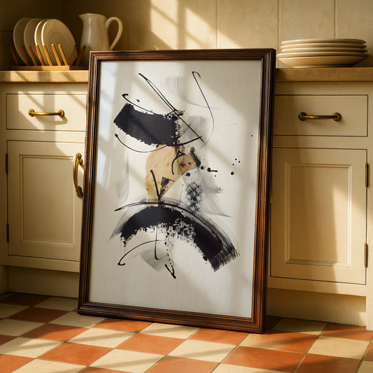 Abstract Brushstroke Wall Art, Monochrome Black White Poster, Modern Ink Print, Gallery Wall Decor